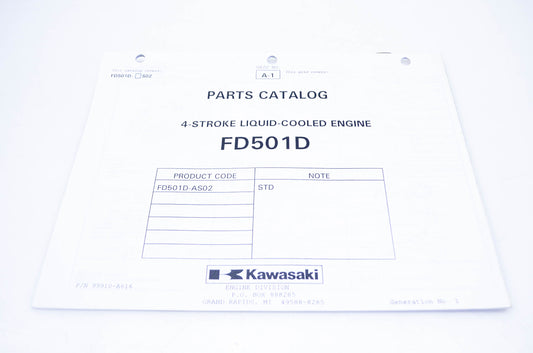 New OEM Kawasaki 99910-A616 Parts Catalog FD501D NOS