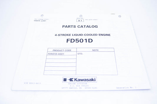 New OEM Kawasaki 99910-A610 Parts Catalog FD501D NOS
