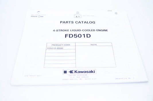 New OEM Kawasaki 99910-A613 Parts Catalog FD501D NOS