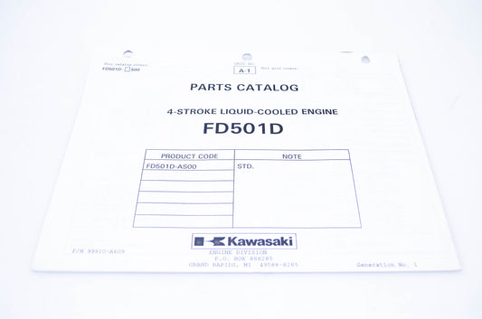 New OEM Kawasaki 99910-A609 Parts Catalog FD501D NOS