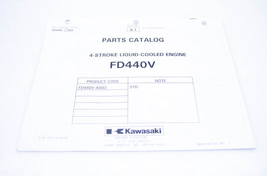 New OEM Kawasaki 99910-A628 Parts Catalog FD440V NOS