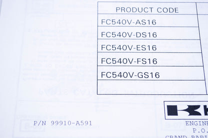 New OEM Kawasaki 99910-A591 Parts Catalog FC540V NOS