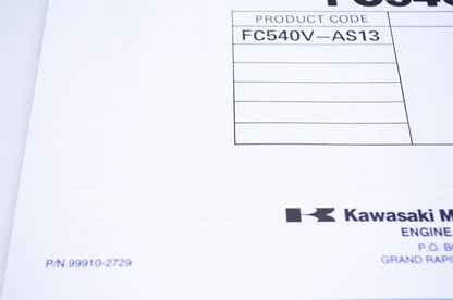 New OEM Kawasaki 99910-2729 Parts Catalog FC540V NOS