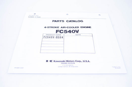New OEM Kawasaki 99910-2841 Parts Catalog FC540V NOS
