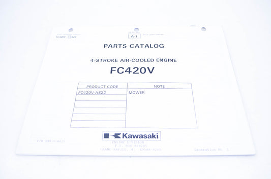 New OEM Kawasaki 99910-A620 Parts Catalog FC420V NOS