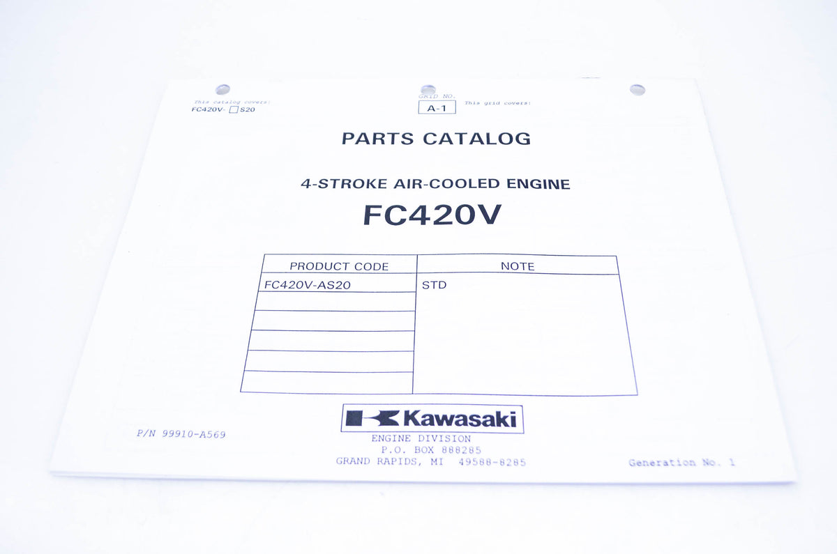 New OEM Kawasaki 99910-A569 Parts Catalog FC420V NOS