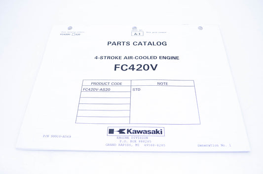 New OEM Kawasaki 99910-A569 Parts Catalog FC420V NOS