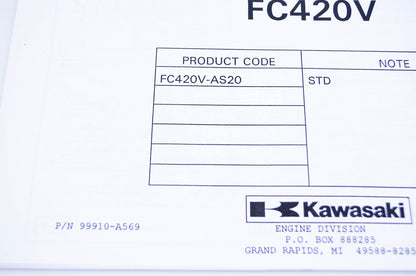 New OEM Kawasaki 99910-A569 Parts Catalog FC420V NOS