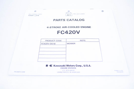New OEM Kawasaki 99910-A288 Parts Catalog FC420V NOS