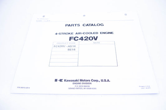 New OEM Kawasaki 99910-2814 Parts Catalog FC420V NOS
