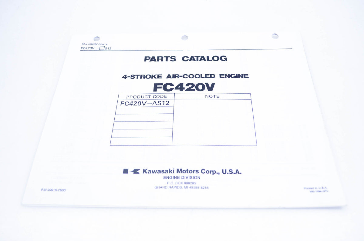 New OEM Kawasaki 99910-2690 Parts Catalog FC420V NOS