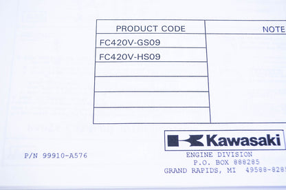 New OEM Kawasaki 99910-A576 Parts Catalog FC420V NOS