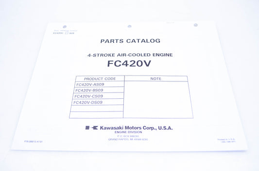 New OEM Kawasaki 99910-A191 Parts Catalog FC420V NOS