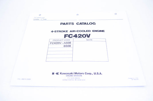 New OEM Kawasaki 99910-2689 Parts Catalog FC420V NOS