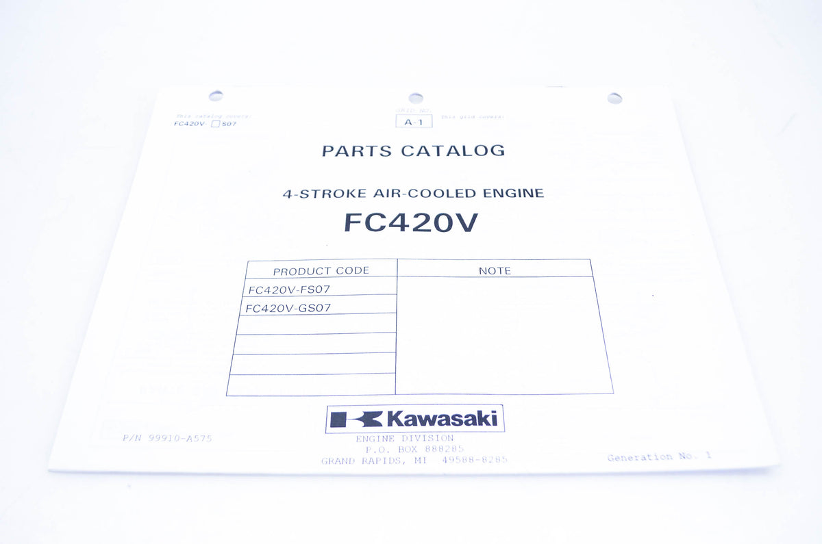 New OEM Kawasaki 99910-A575 Parts Catalog FC420V NOS