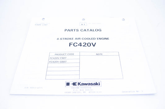New OEM Kawasaki 99910-A575 Parts Catalog FC420V NOS
