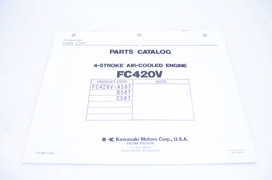 New OEM Kawasaki 99910-2894 Parts Catalog FC420V NOS