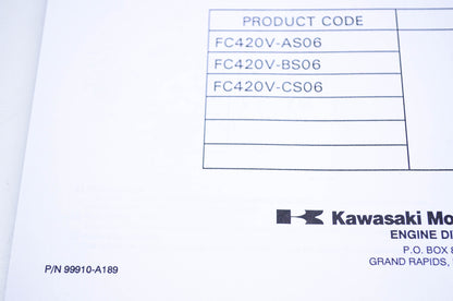 New OEM Kawasaki 99910-A189 Parts Catalog FC420V NOS