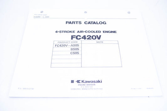 New OEM Kawasaki 99910-2738 Parts Catalog FC420V NOS