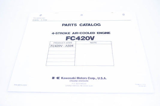 New OEM Kawasaki 99910-2329 Parts Catalog FC420V NOS