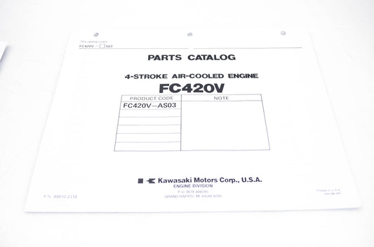 New OEM Kawasaki 99910-2318 Parts Catalog FC420V NOS