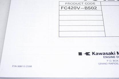 New OEM Kawasaki 99910-2598 Parts Catalog FC420V NOS