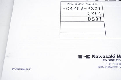 New OEM Kawasaki 99910-2893 Parts Catalog FC420V NOS