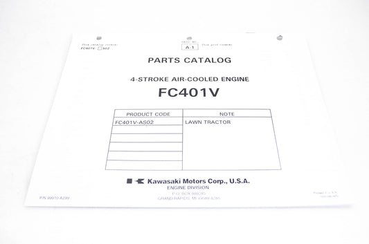 New OEM Kawasaki 99910-A299 Parts Catalog FC401V NOS