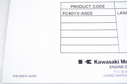 New OEM Kawasaki 99910-A299 Parts Catalog FC401V NOS