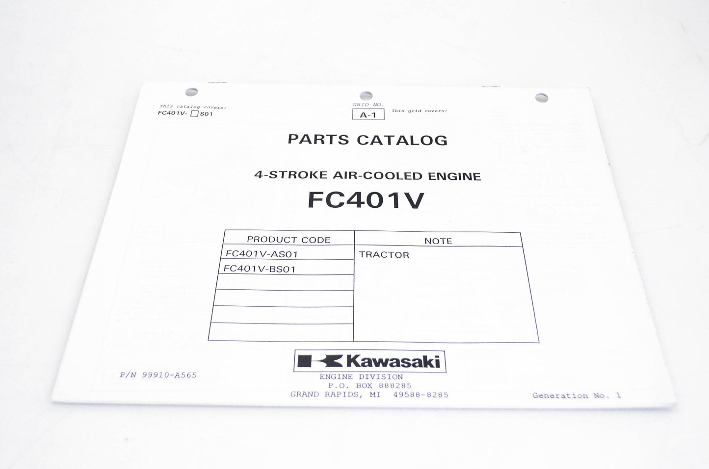 New OEM Kawasaki 99910-A565 Parts Catalog FC401V NOS