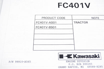 New OEM Kawasaki 99910-A565 Parts Catalog FC401V NOS