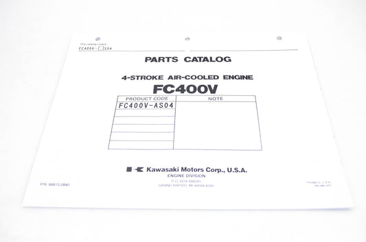 New OEM Kawasaki 99910-2840 Parts Catalog FC400V NOS