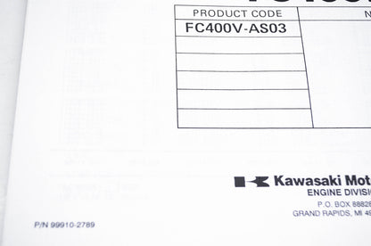 New OEM Kawasaki 99910-2789 Parts Catalog FC400V NOS