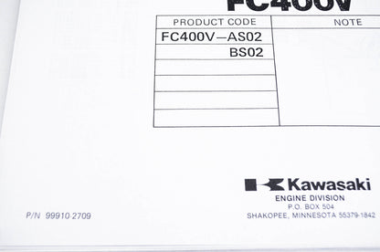 New OEM Kawasaki 99910-2709 Parts Catalog FC400V NOS
