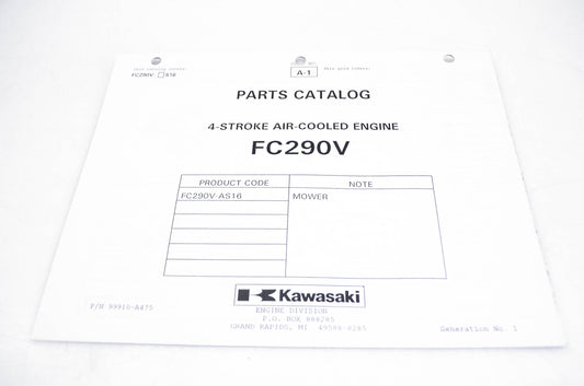 New OEM Kawasaki 99910-A475 Parts Catalog FC290V NOS