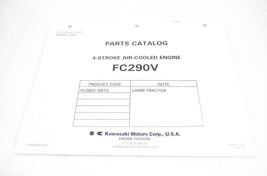 New OEM Kawasaki 99910-A261 Parts Catalog FC290V NOS