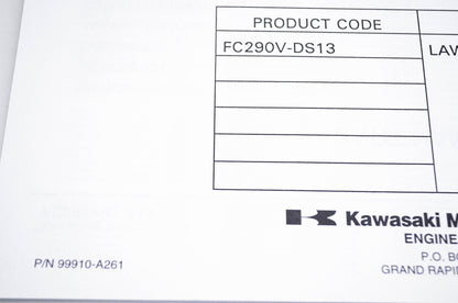 New OEM Kawasaki 99910-A261 Parts Catalog FC290V NOS
