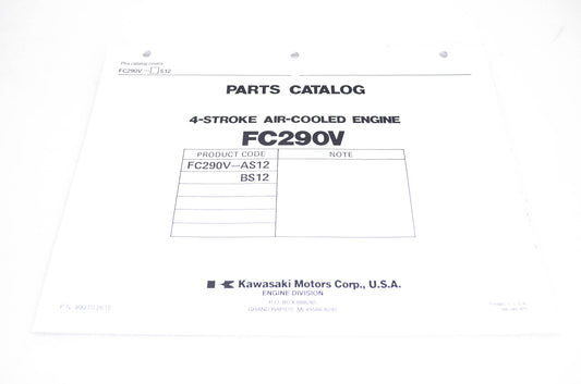 New OEM Kawasaki 99910-2615 Parts Catalog FC290V NOS