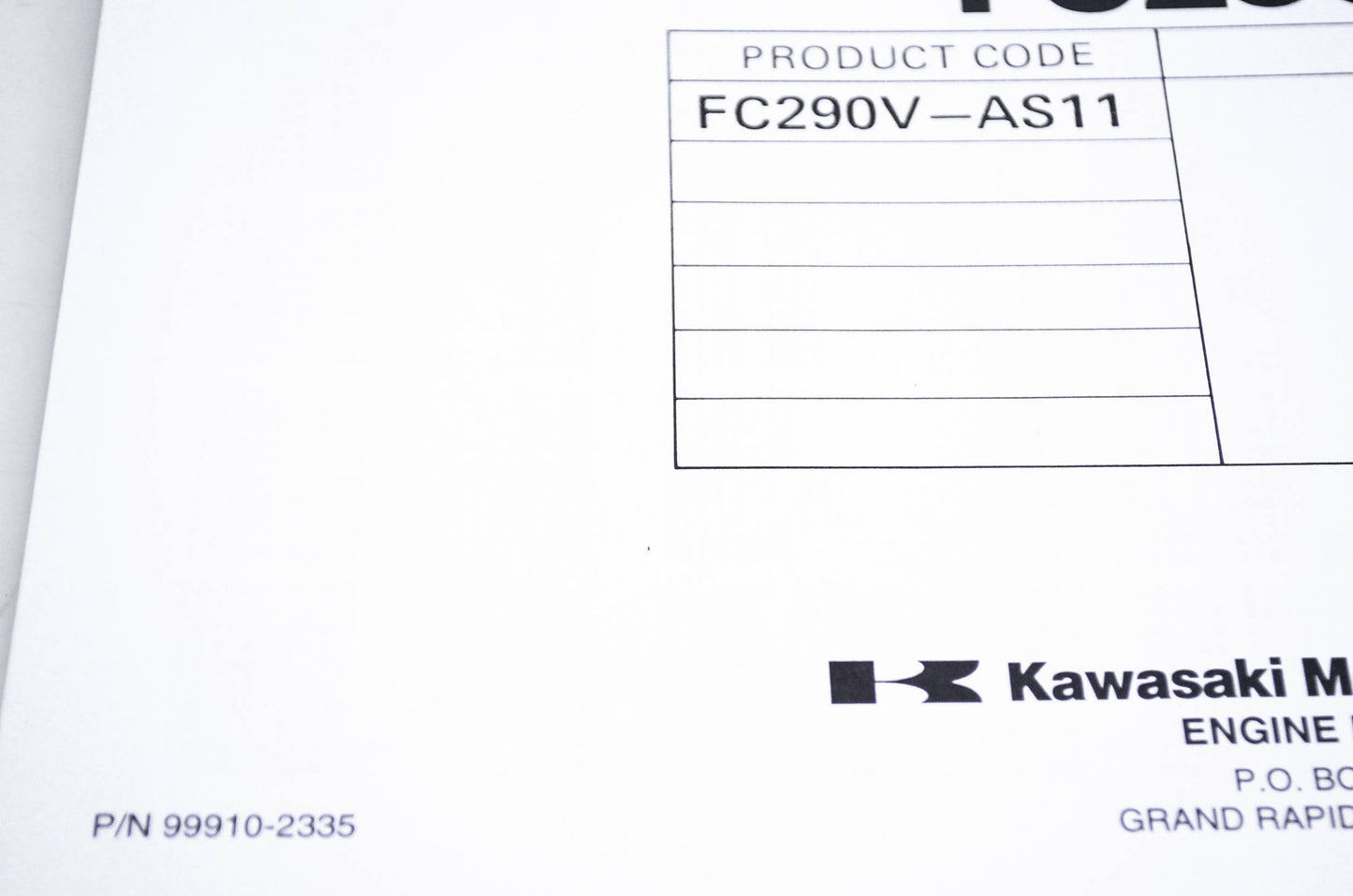 New OEM Kawasaki 99910-2335 Parts Catalog FC260V NOS
