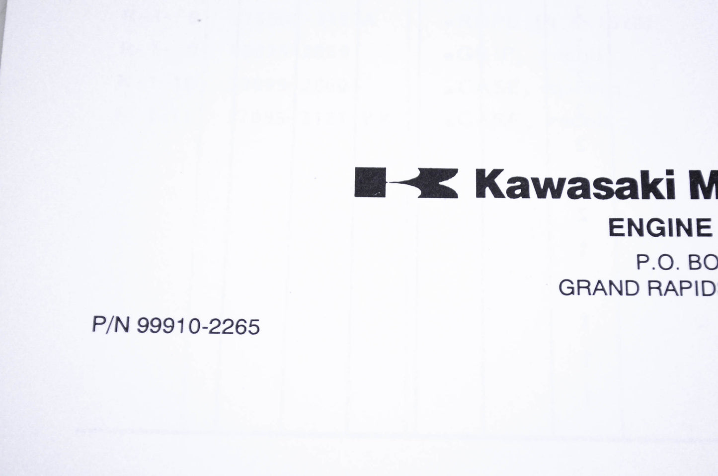 New OEM Kawasaki 99910-2265 Parts Catalog FC290V-X NOS