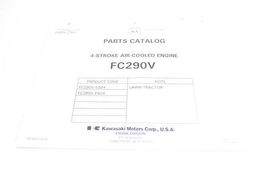 New OEM Kawasaki 99910-A399 Parts Catalog FC290V NOS