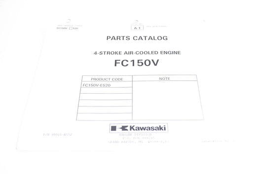 New OEM Kawasaki 99910-A552 Parts Catalog FC150V NOS