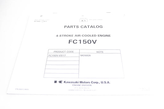 New OEM Kawasaki 99910-A456 Parts Catalog FC150V NOS