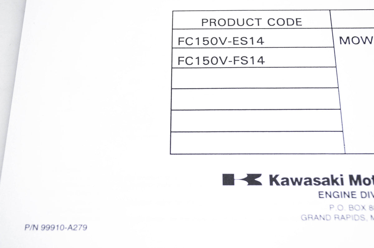 New OEM Kawasaki 99910-A279 Parts Catalog FC150V NOS