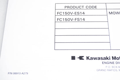 New OEM Kawasaki 99910-A279 Parts Catalog FC150V NOS