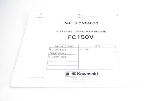 New OEM Kawasaki 99910-A393 Parts Catalog FC150V NOS