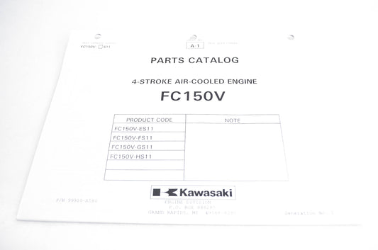 New OEM Kawasaki 99910-A580 Parts Catalog FC150V NOS