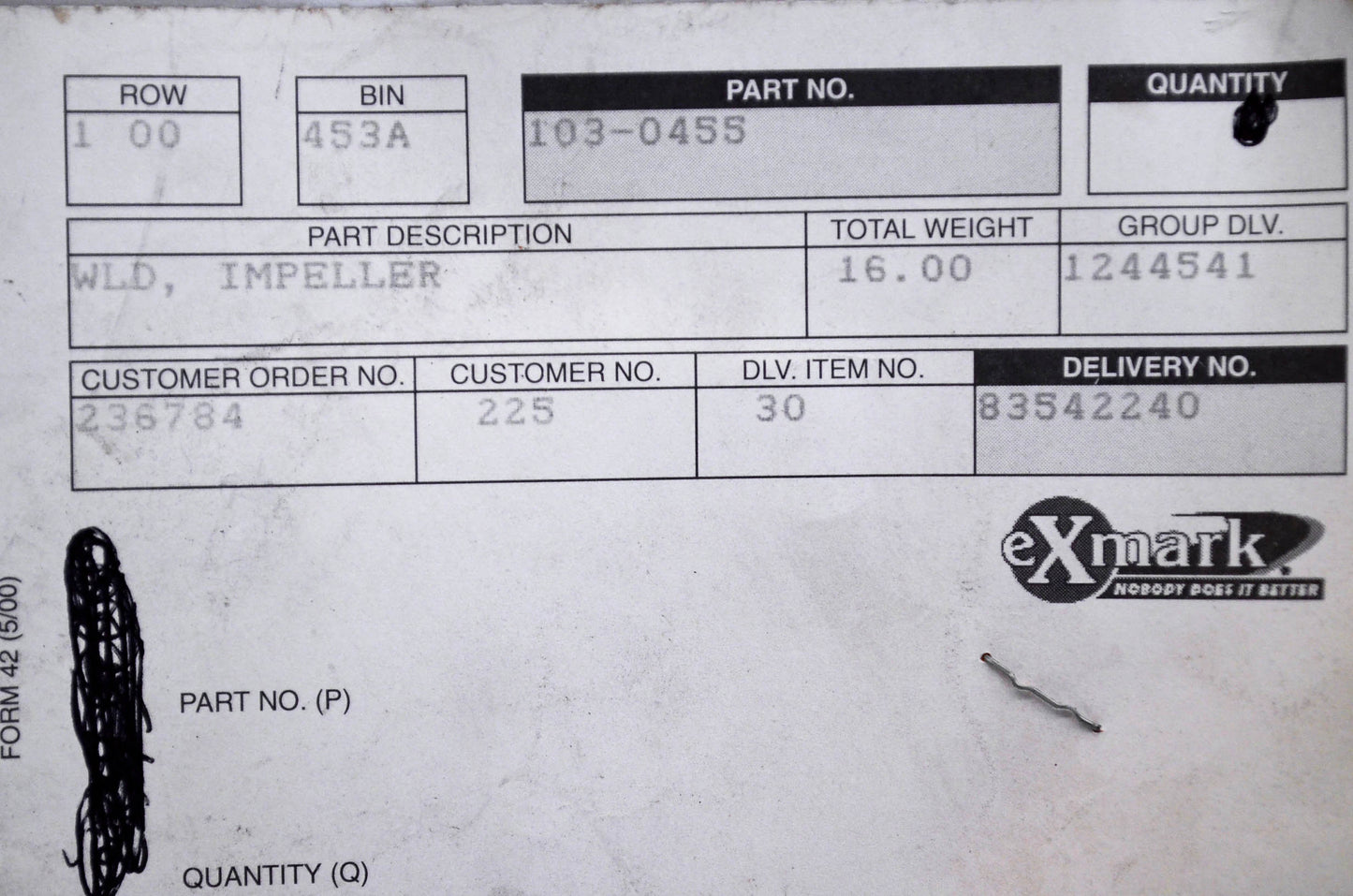 Exmark 103-0455 Impeller Lazer Z Front Runner