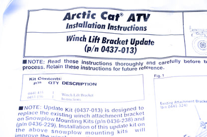 New OEM Arctic Cat 0437-013 Winch Lift Bracket NOS