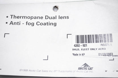 New OEM Arctic Cat 4202-921 Elect Only AERO Helmet Shield NOS